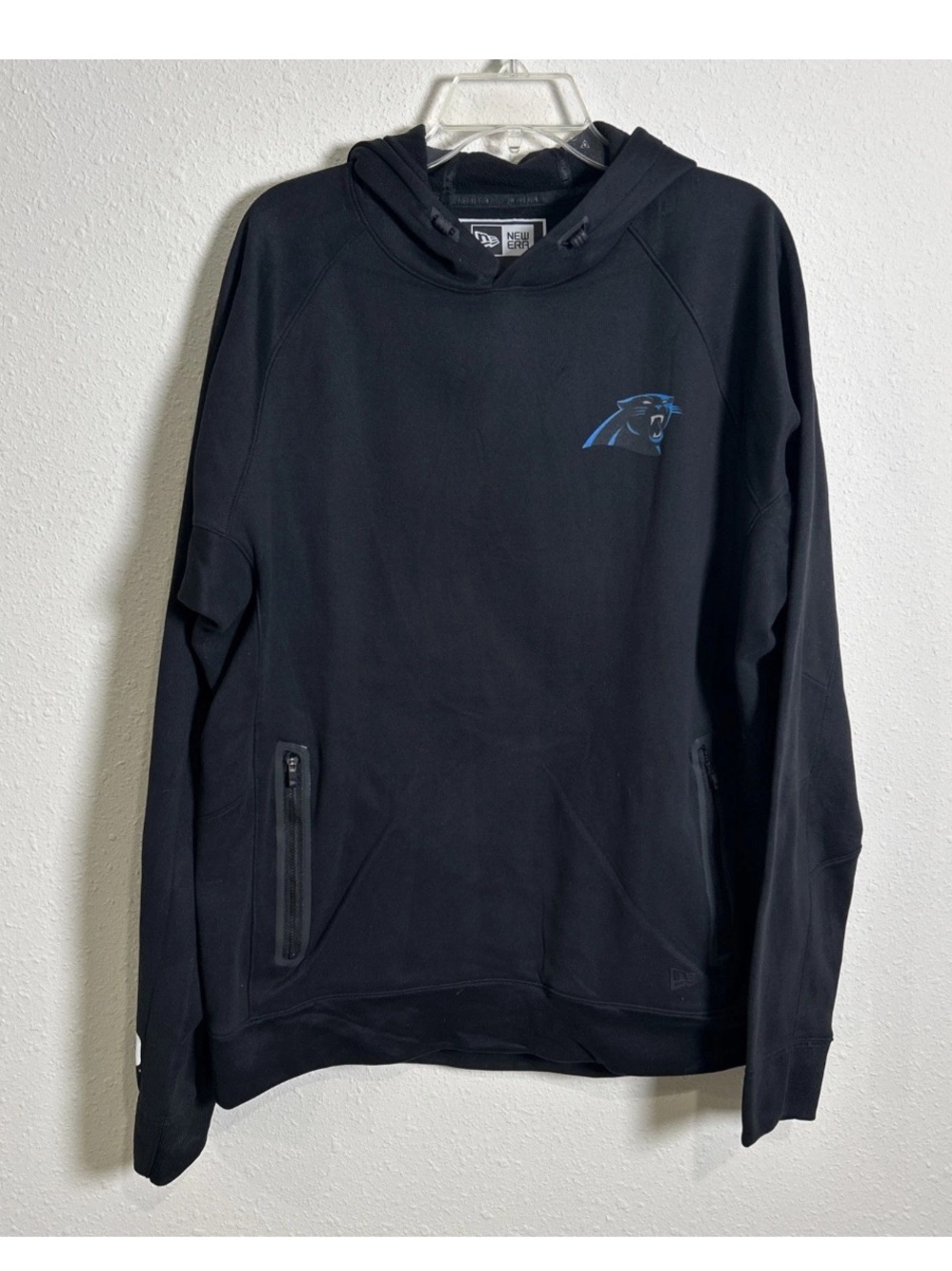 New Era Carolina Panthers Soft Fleece Hoodie Pullover Black Men’s XL Zip Pockets